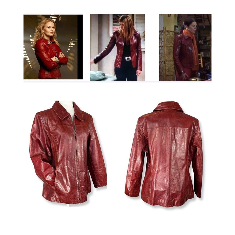 Wilsons Leather Women's Red Leather Zip Front Jacket